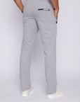 big and tall men’s light grey athletic pants with long inseam and back zipper pocket, back view