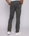 tall men’s dark grey sweatpants with long 34 inch inseam and back zipper pocket, back view