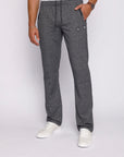 men’s heather grey sweatpants with zipper pockets and relaxed fit, front view