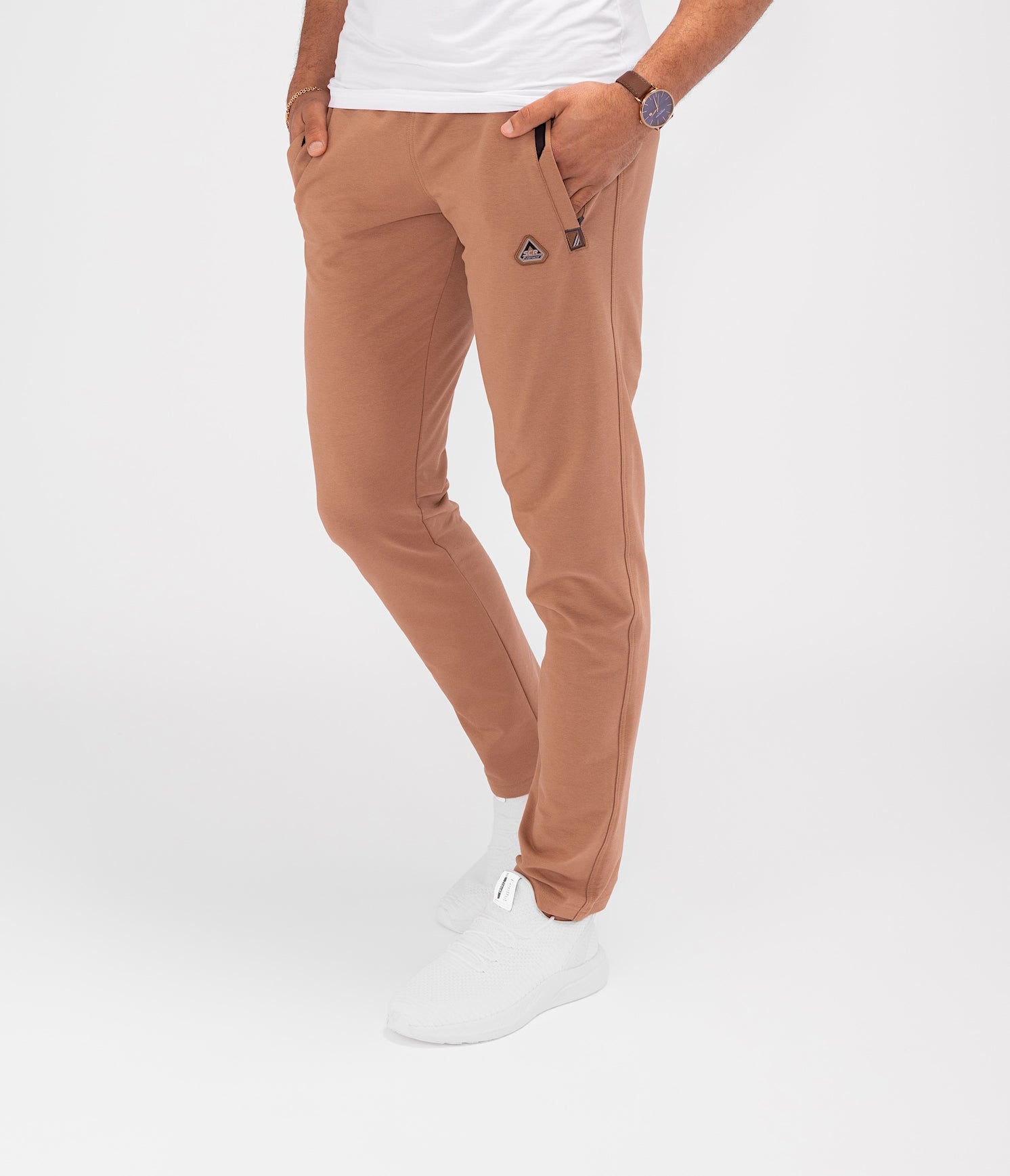Allsense Men's Slim Fit Harem Jogger Pants - Drop Crotch, Drawstring Waist, Elastic Cuffs In Mocha, Size XL