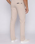 big and tall men’s beige sweatpants with long inseam and zipper back pocket, back view