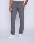 big and tall men’s platinum grey athletic pants with long inseam, zipper pockets, and straight leg fir, front view