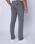 men’s light grey sweatpants worn by male model, back full-body view showing clean rear pocket design.