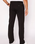 Men's Tall Black Straight leg pants with front zipper pockets and black zipper pocket by SCR Sportswear, back view