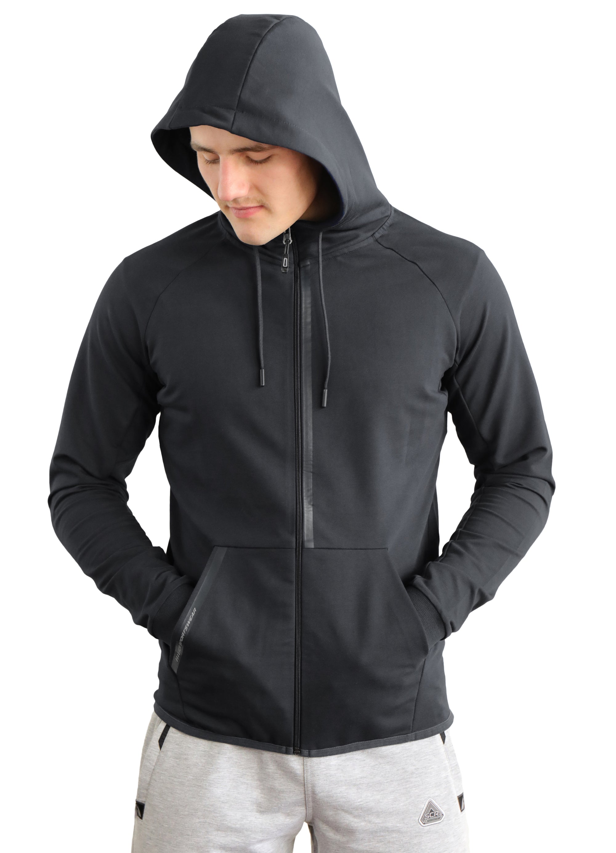 SCR men's athletic-casual Hoodie Black