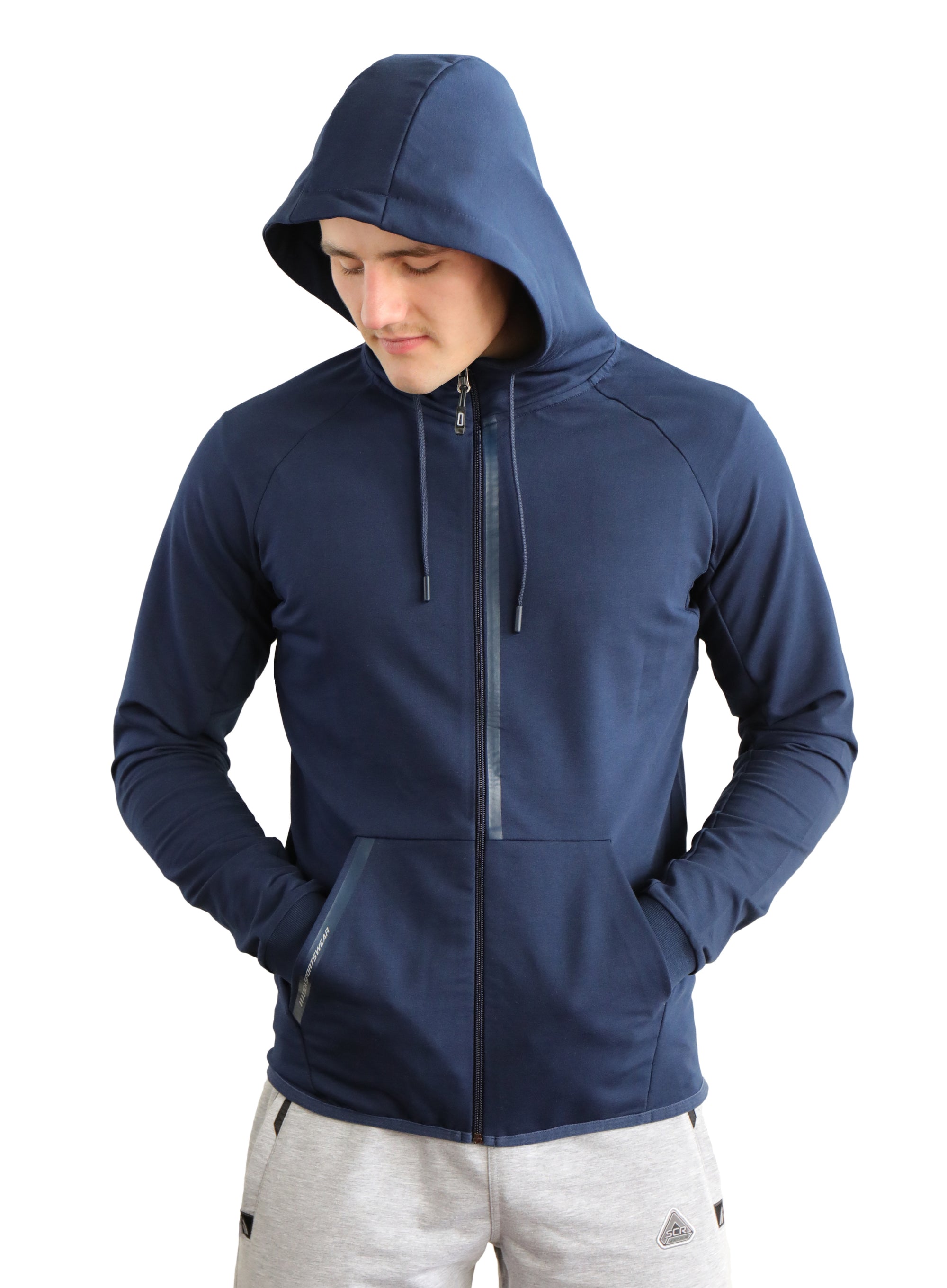 SCR men&#39;s athletic-casual Hoodie Navy