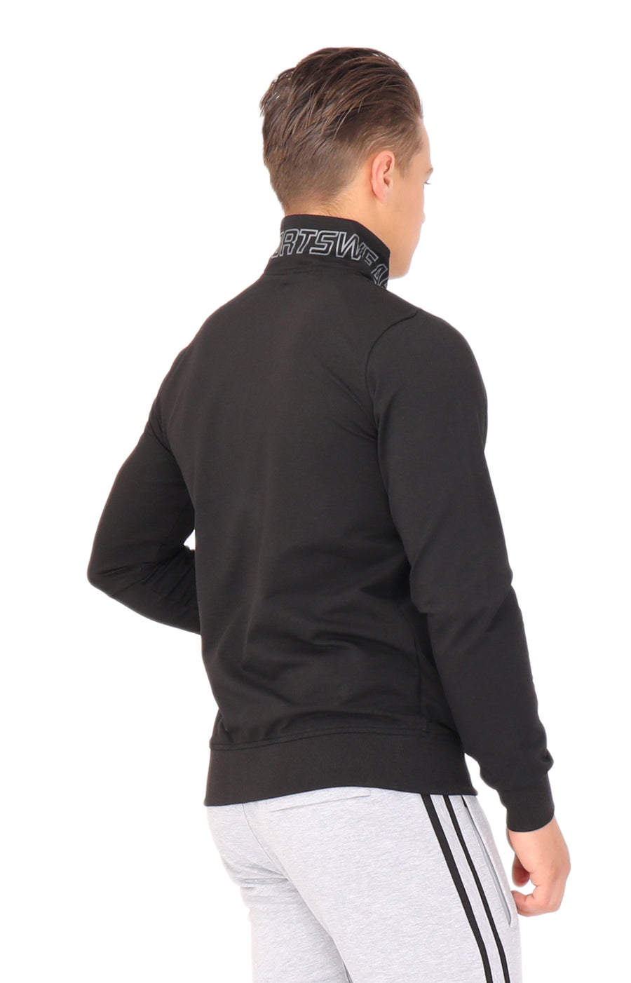 long sweatshirt: "Longline black sweatshirt with side slits