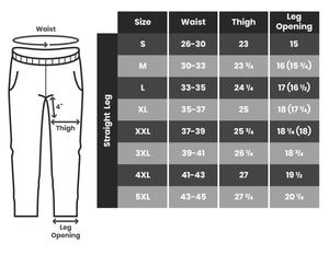 Snow pants size chart